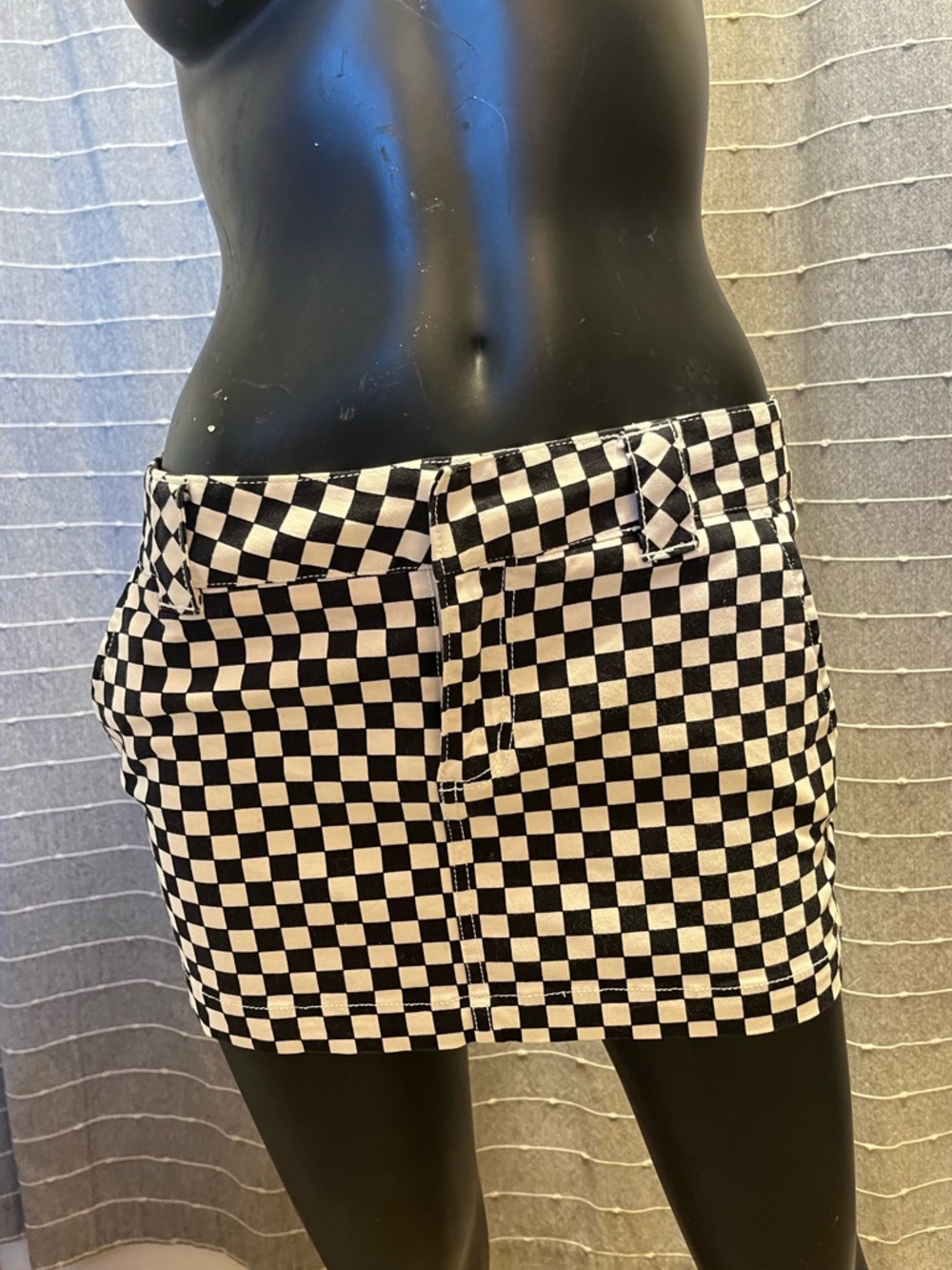 Dickies Size 5 Checkered Denim Mini Skirt & Matching Bucket Hat
